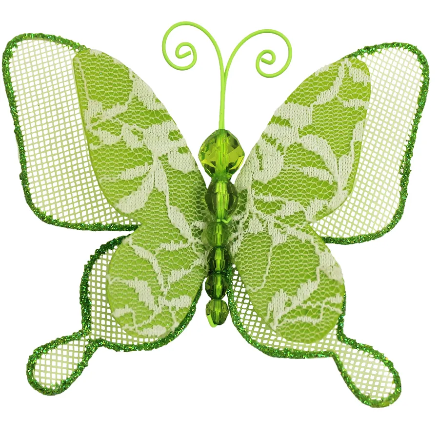 Motýľ s klipom zelený X0319