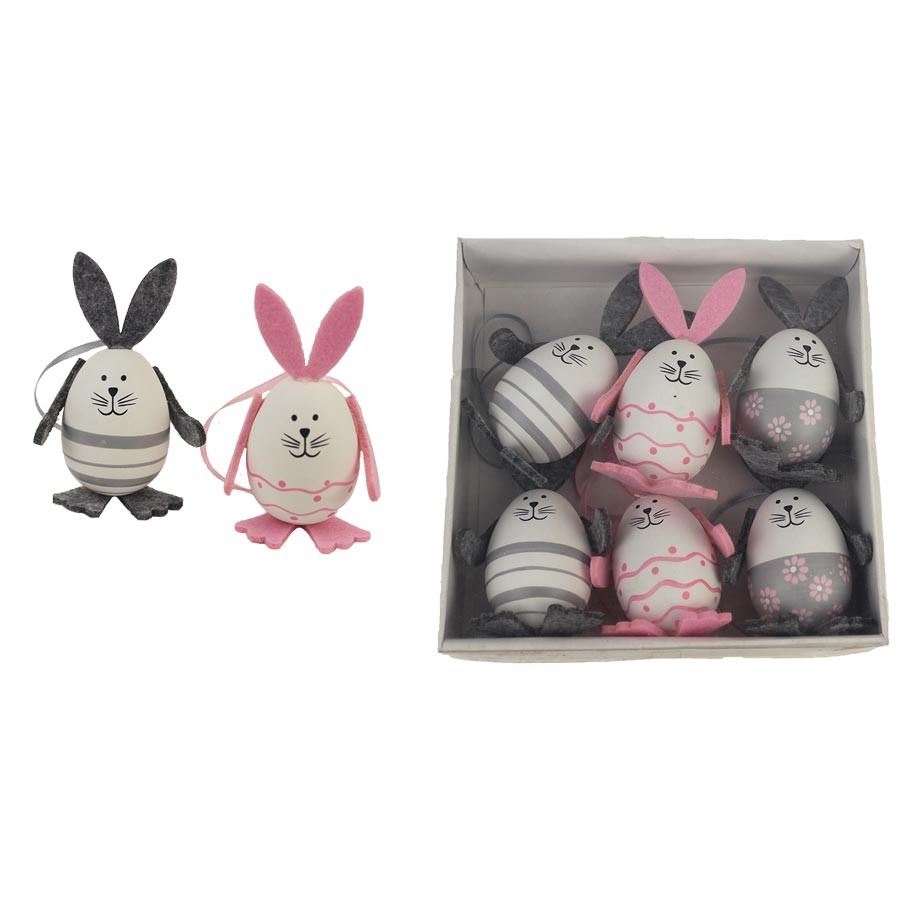 Dekoračný zajac, 6 ks X3864