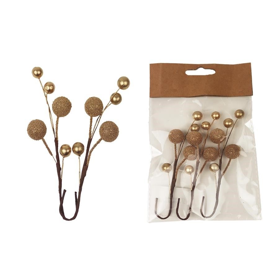 Dekorácia s bobuľami, 3 ks X4429