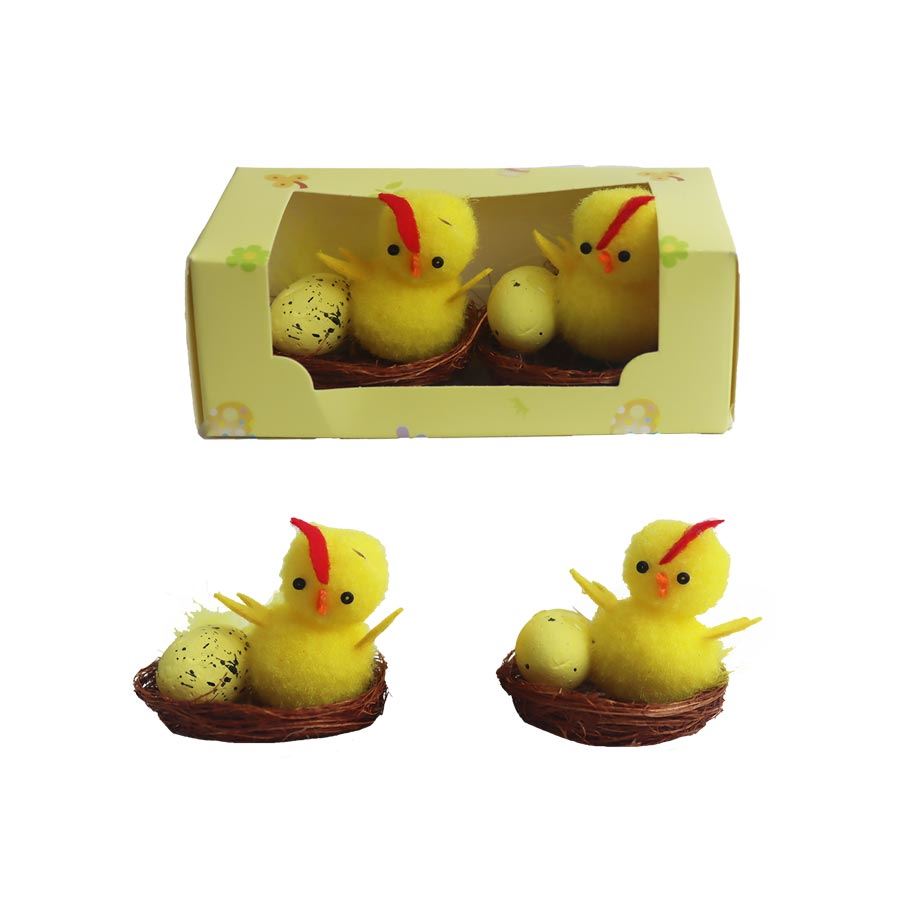 Veľkonočné kuriatka s vajíčkami, 2 ks X5756
