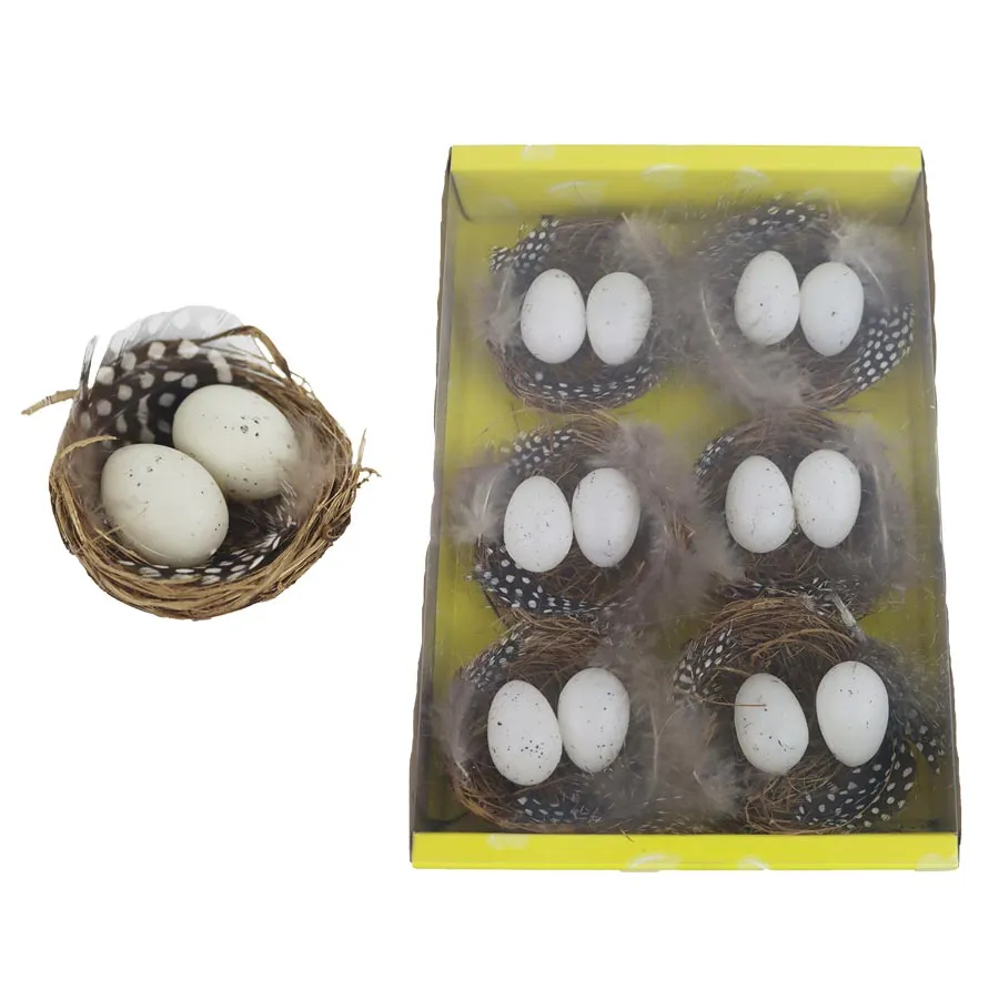 Dekorácia vajíčka v hniezde, 6 ks X5773