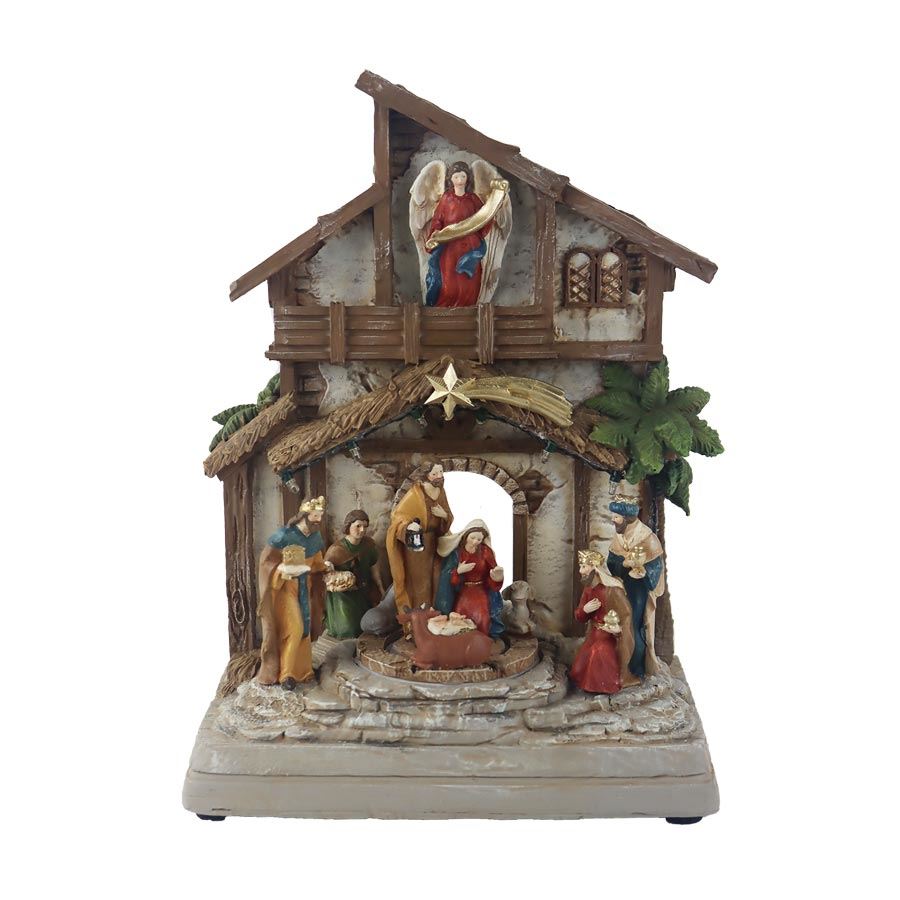 Dekorácia betlehem s LED osvetlením, hudbou X7411