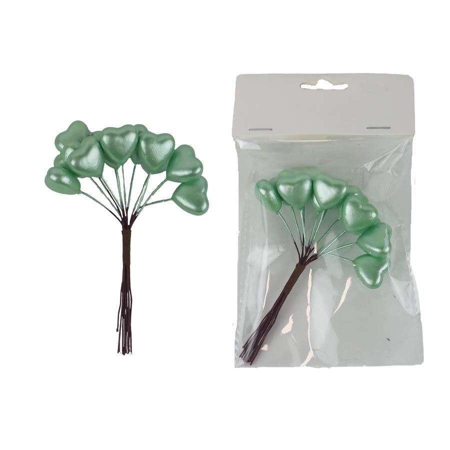 Dekoračné srdiečka na drôtiku, 12 ks X7608-15