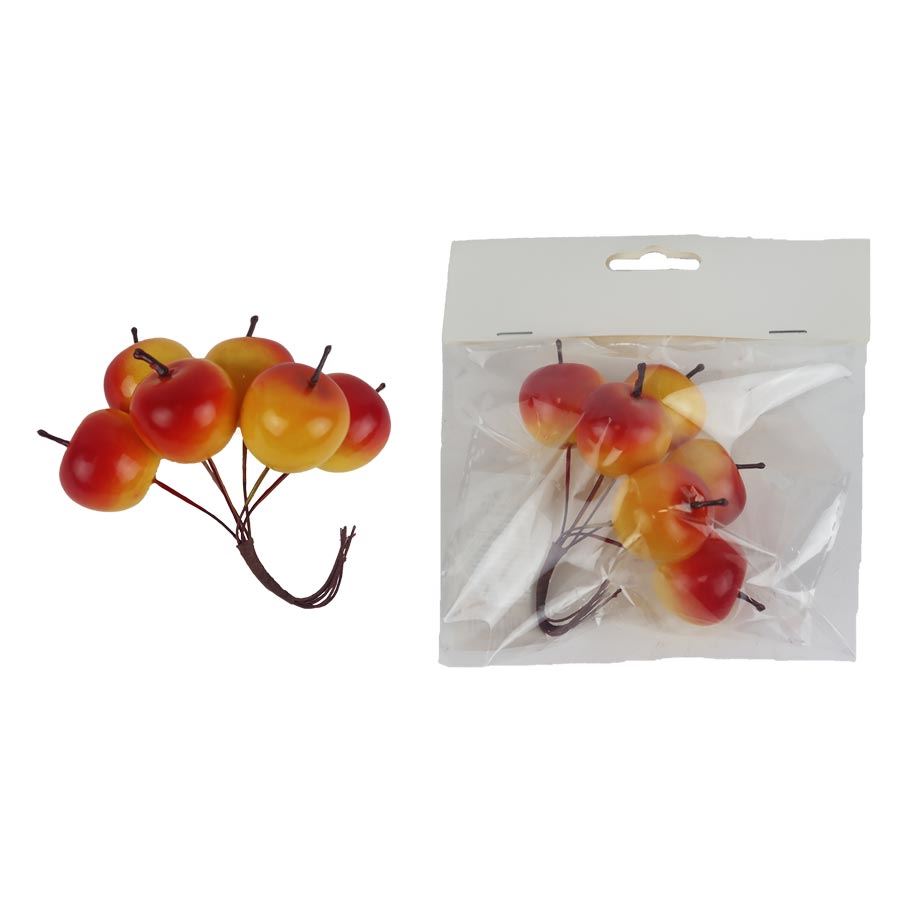 Dekoračné jabĺčka na drôtiku, 6 ks X7610-04