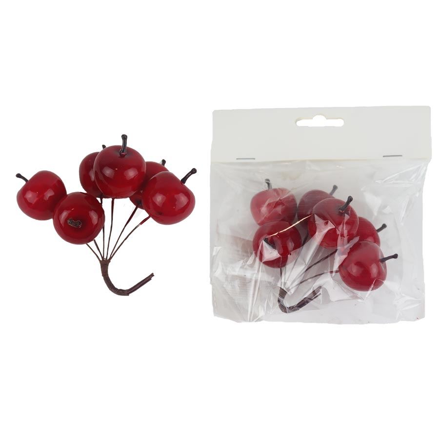 Dekoračné jabĺčka na drôtiku, 6 ks X7610-08